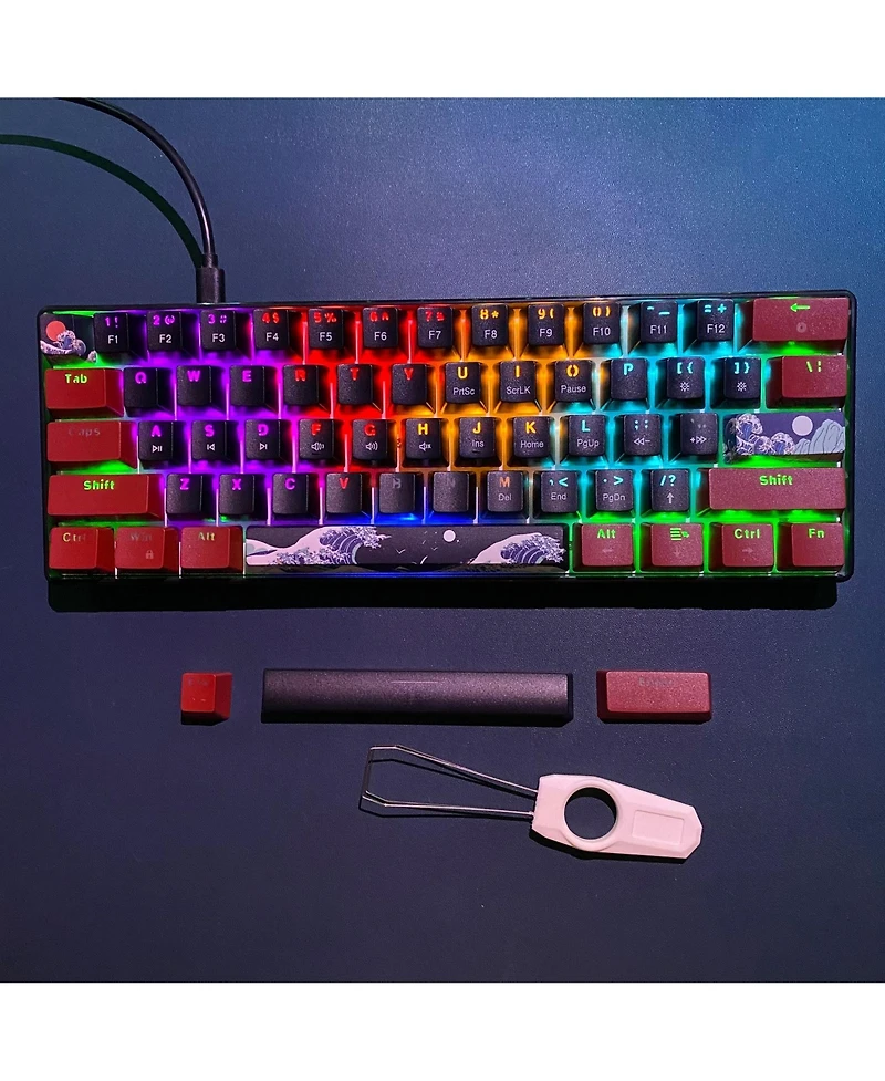 60% Mechanical Gaming Keyboard,61 Keys with Linear Blue Switches,Wired Mechanical Keyboard with Led Backlit,Compact Ergonomic Keyboard (Red)