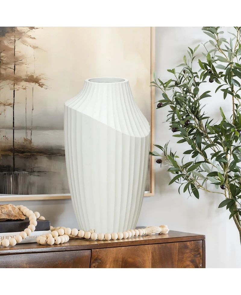 LuxenHome White MgO Modern Abstract Sculpture 20-Inch Tall Vase