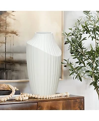 LuxenHome White MgO Modern Abstract Sculpture 20-Inch Tall Vase
