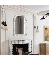 LuxenHome Distressed White Arch Rectangle 36-Inch Tall Wall Mirror, Accent and Vanity