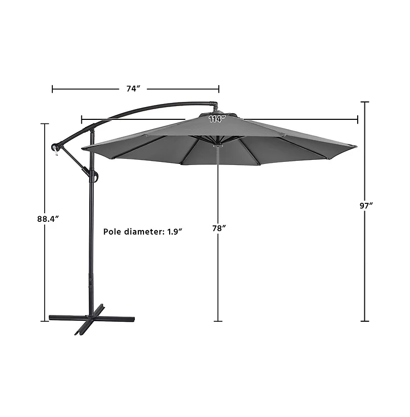 Yaheetech 10 Ft Patio Offset Umbrella Cantilever Umbrella, Red