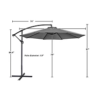 Yaheetech 10 Ft Patio Offset Umbrella Cantilever Umbrella, Red