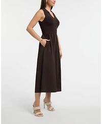 Ellen Tracy Women's Sleeveless Polo Collar Twofer Dress