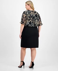 Connected Plus Printed Bodice Sheath Dress