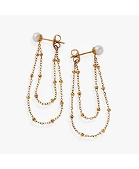 Alex and Ani Freshwater Pearl Chain Earrings
