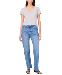 Vince Camuto Women's Cotton Solid-Color V-Neck Pocket T-Shirt