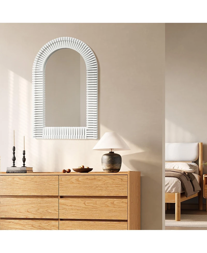 LuxenHome White Arch Rectangle 36-Inch Tall Wall Mirror, Accent and Vanity