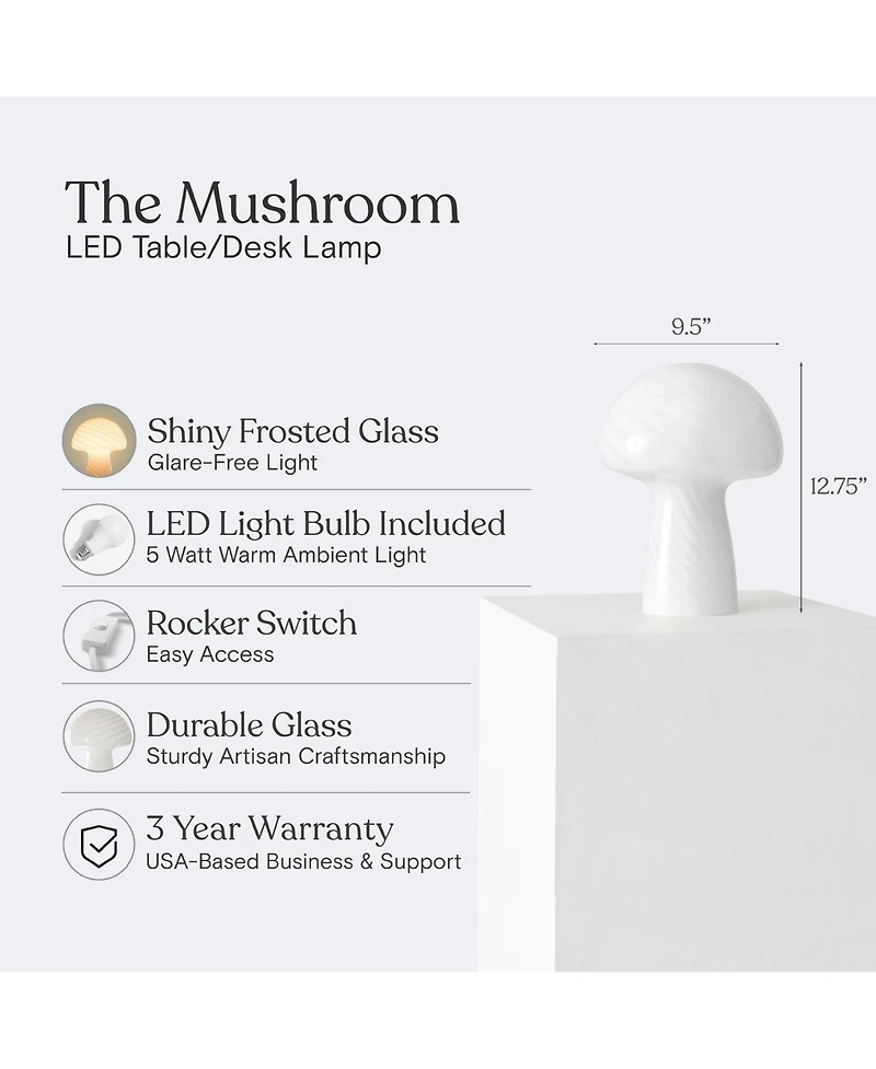 Mushroom Frosted Glass Led Table Lamp Bundle (13")