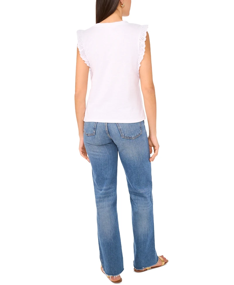 Vince Camuto Women's Cotton Eyelet-Lace Trim Tank Top
