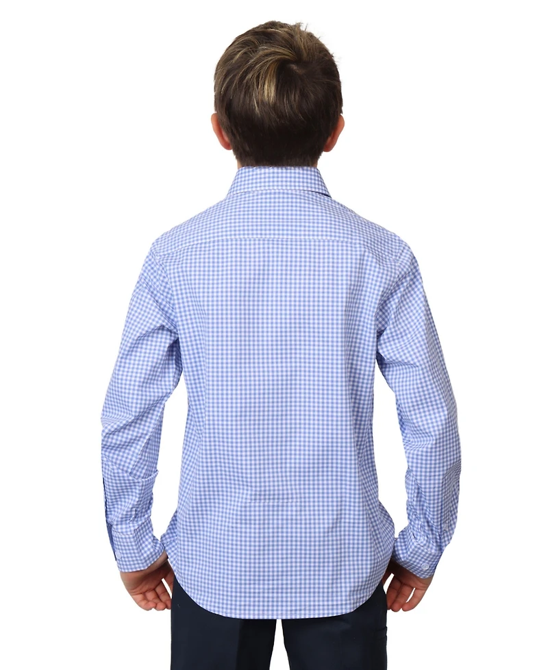 Tailorbyrd Big Boys Signature Gingham Long Sleeve Shirt
