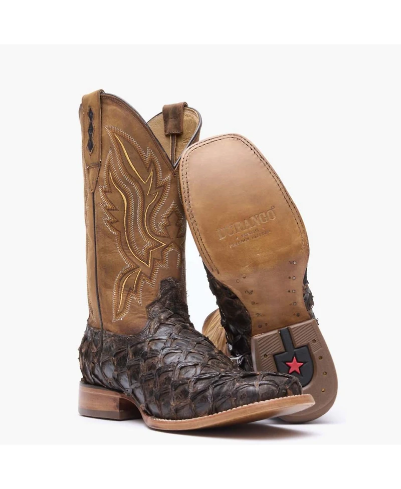Durango Men's Premium Exotics Dark Brown Pirarucu Western Boot