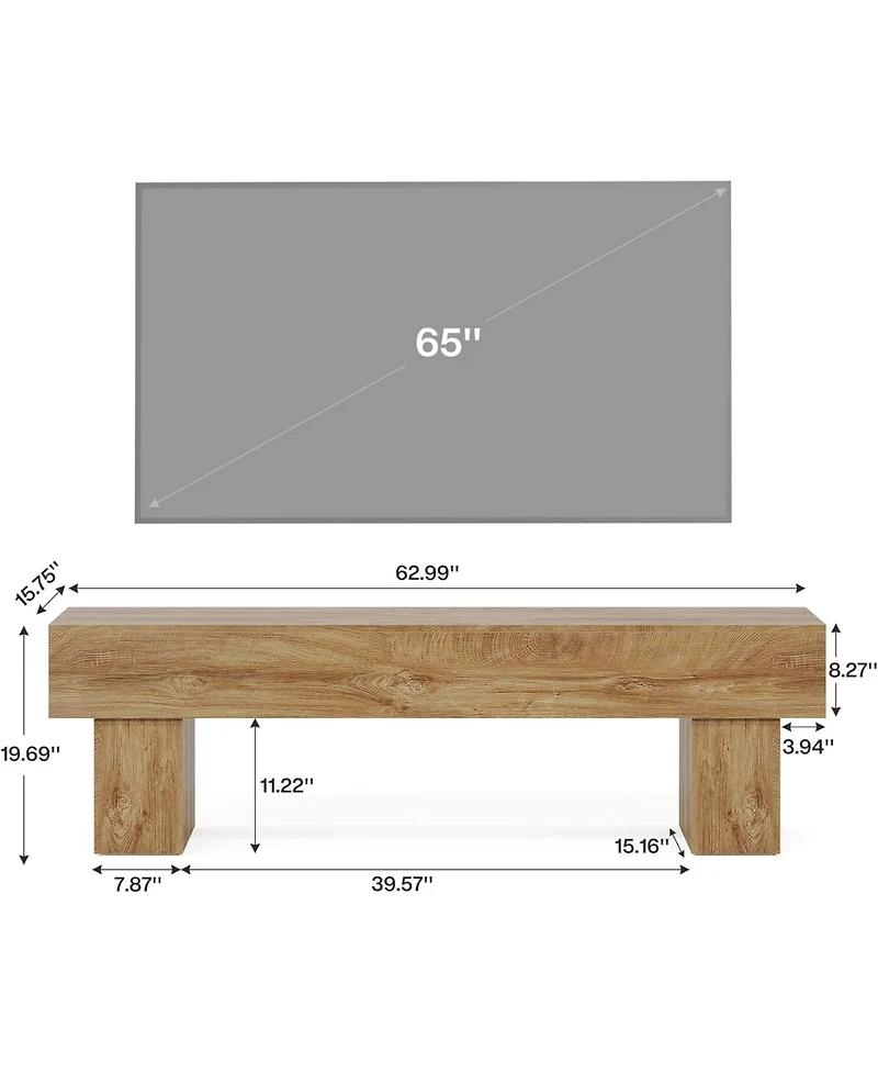Tribesigns 63" Tv Stand, Farmhouse Entertainment Center, Low Tv Console Table for Living Room, Long Media Console Television Stands for 55/60/65