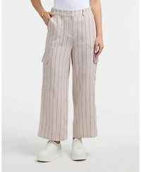 Ellen Tracy Women's Linen Cargo Wide Leg Pant