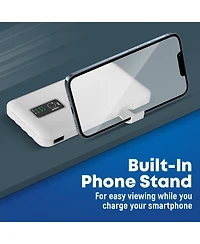 GabbaGoods 10,000mAh Rapid Charging Power Bank with Lcd Battery Display, 4 Built-In Cables, and Phone Stand