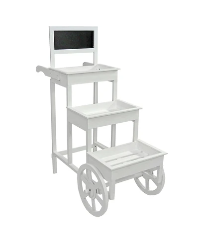 3-Tiered Fir Wood Plant Stand with Chalkboard - 44.25” H - White