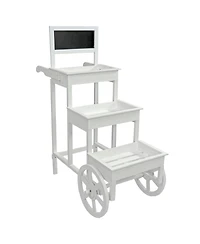 3-Tiered Fir Wood Plant Stand with Chalkboard - 44.25” H - White