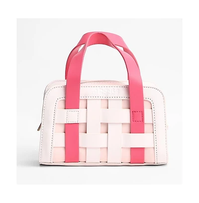 Haute Sauce Women's The Weave Camera Mini Sling Bag - Fuchsia Pink & Ivory White