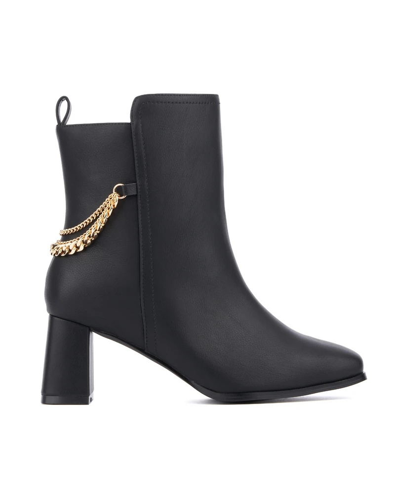 Fashion To Figure Women's Maire Bootie with chain- Wide width