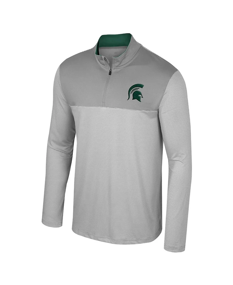 Colosseum Men's Gray Michigan State Spartans Tuck Quarter-Zip Top
