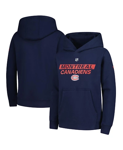 Outerstuff Big Boys and Girls Navy Montreal Canadiens Authentic Pro Wordmark Fleece Pullover Hoodie