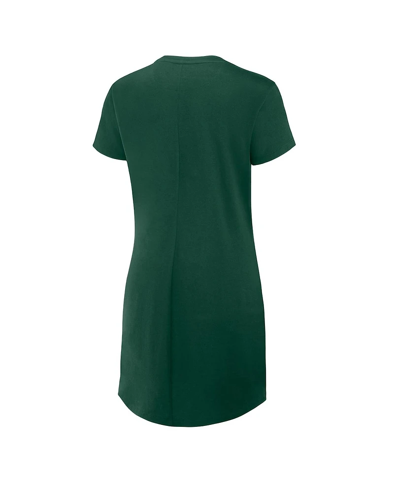 Fanatics Women's Green Miami Hurricanes Ruched Drape T-Shirt Dress