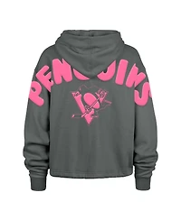 '47 Brand Women's Gray Pittsburgh Penguins Bright Side Venice Cropped Pullover Hoodie
