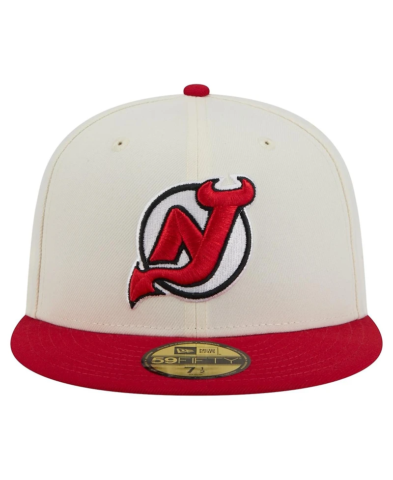 New Era Men's White New Jersey Devils Chrome Two-Toned 59FIFTY Fitted Hat