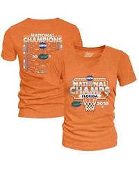 Blue 84 Women's Orange Florida Gators 2025 Ncaa Men's Basketball National Champions Bracket Tri-Blend V-Neck T-Shirt