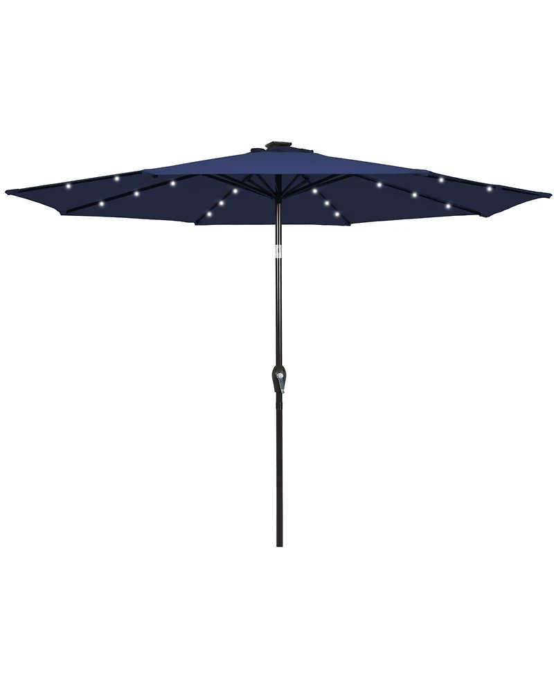 Gymax 9FT Solar Umbrella Led Patio Market Steel Tilt w/ Crank Outdoor Patio