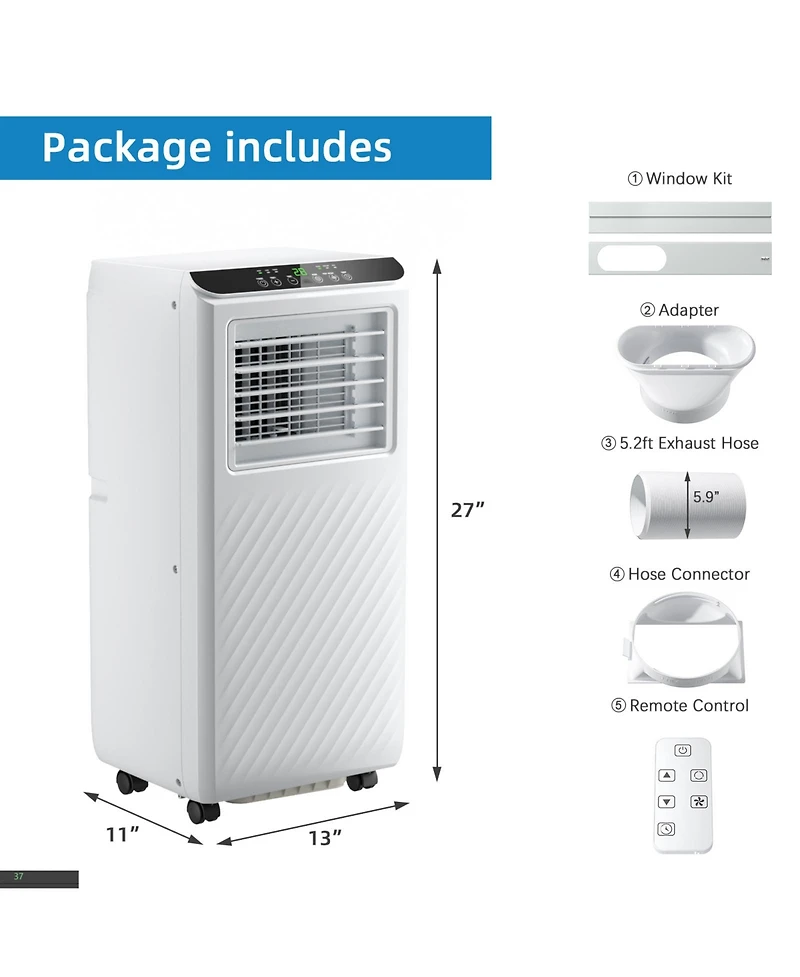 8000 Btu 3-in-1 Portable Air Conditioner for 250 Sq.ft with Remote Control