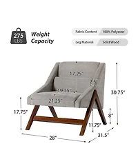 Elias Modern Accent Sloped Armrests Chair with Solid Wood Legs and A Lumbar Pillow