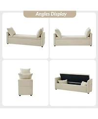 Gema Modern Storage Bench with Two Pillows and Pocket