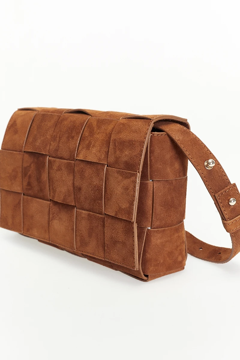 Women's Woven Suede Shoulder Bag, Created for Macy's