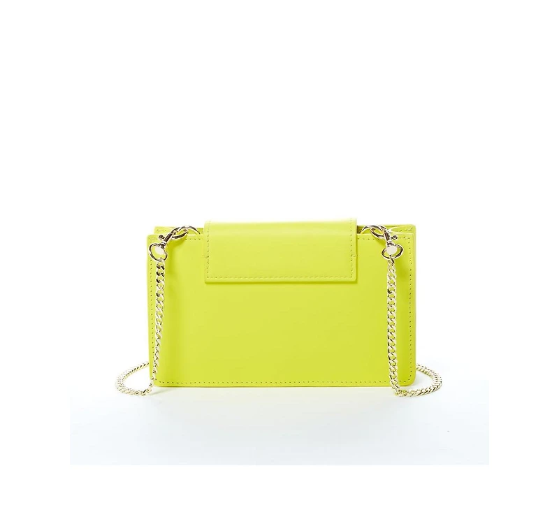 Susu Bright Yellow Mini Crossbody Purse Chain Strap Leather Wristlet Women's Handbag