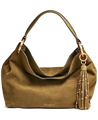 Donna Karan New York Glenwood Suede Shoulder with Beaded Tassel Detail