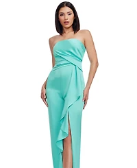 Dress the Population Women's Shawn Ruffled Side-Slit Jumpsuit