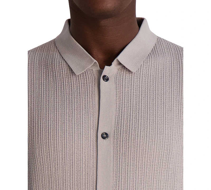 Karl Lagerfeld Paris Men's Knit Cardigan Polo Shirt