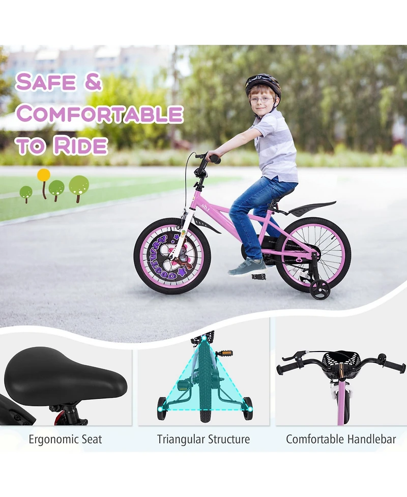 18 Inch Kids Bike for 4-8 Years Old Sport Bicycle with Adjustable Handlebar and Saddle