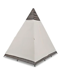 Streamdale 90.5" Length Outdoor Sunbed With Colorful Pillows, Wicker Patio Daybed With Cushions, Tent Shape, Brown and Beige