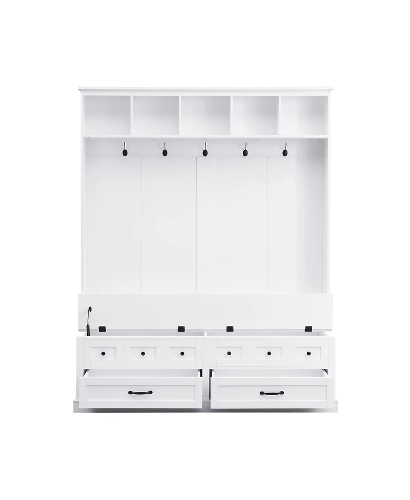 Streamdale Chic 3-in-1 Entryway Bench with Lift Top Storage, Coat Rack, and 5 Hooks