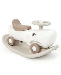 Convertible Rocking Horse and Sliding Car with Detachable Balance Board-Black