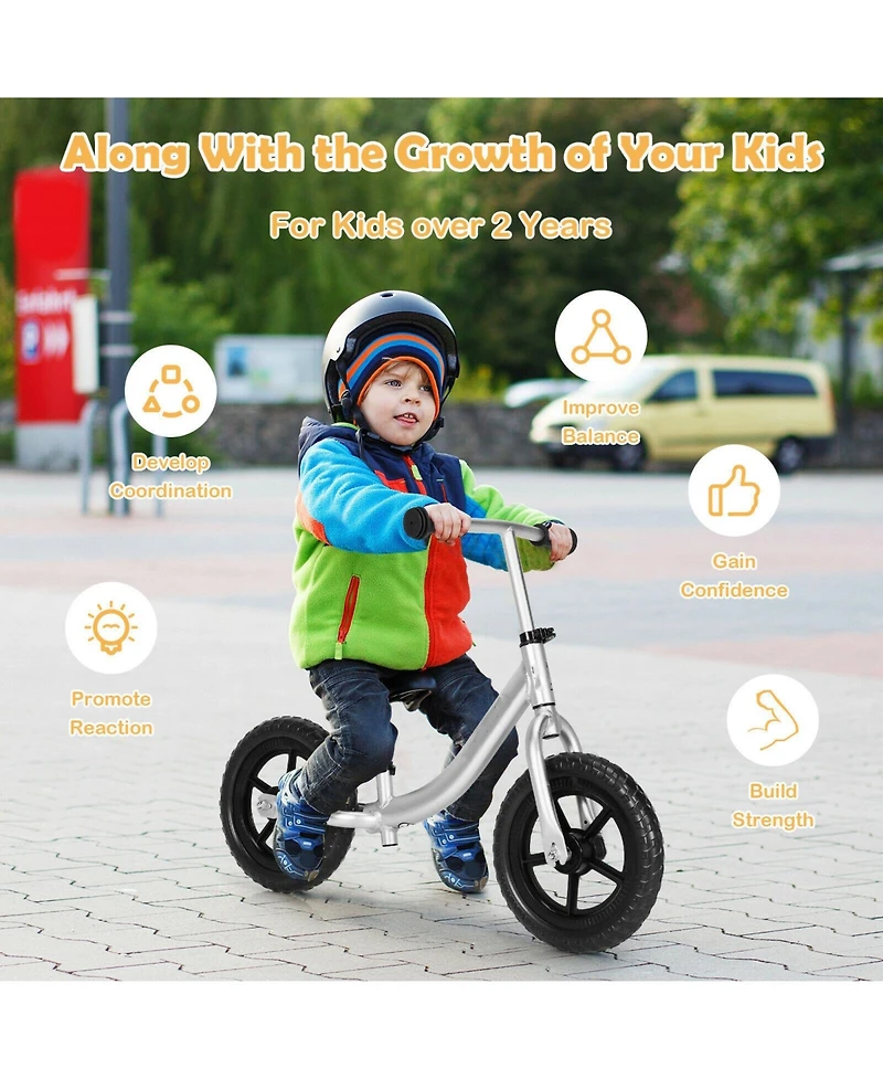 Aluminum Adjustable No Pedal Balance Bike for Kids Age 2+ Years Old