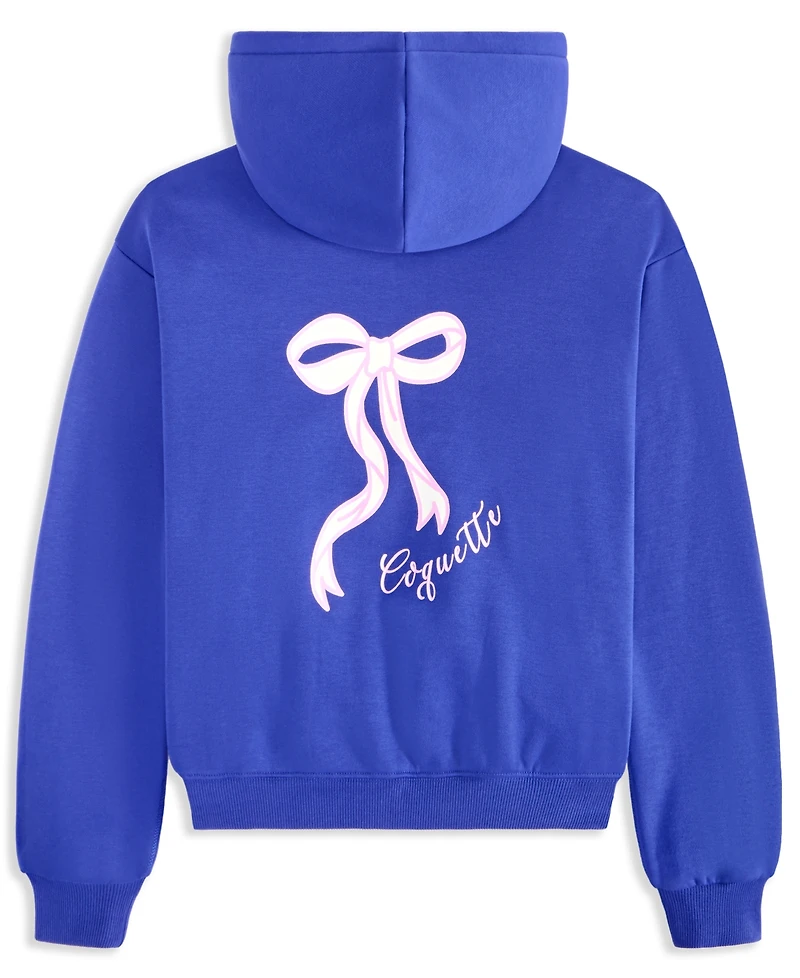 With Jules Big Girls Bow-Graphic Zip Hoodie