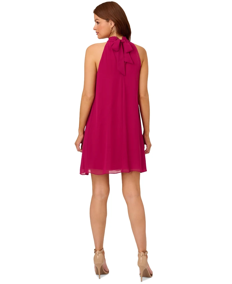 Adrianna Papell Women's Chiffon Mock-Neck Sleeveless Shift Dress
