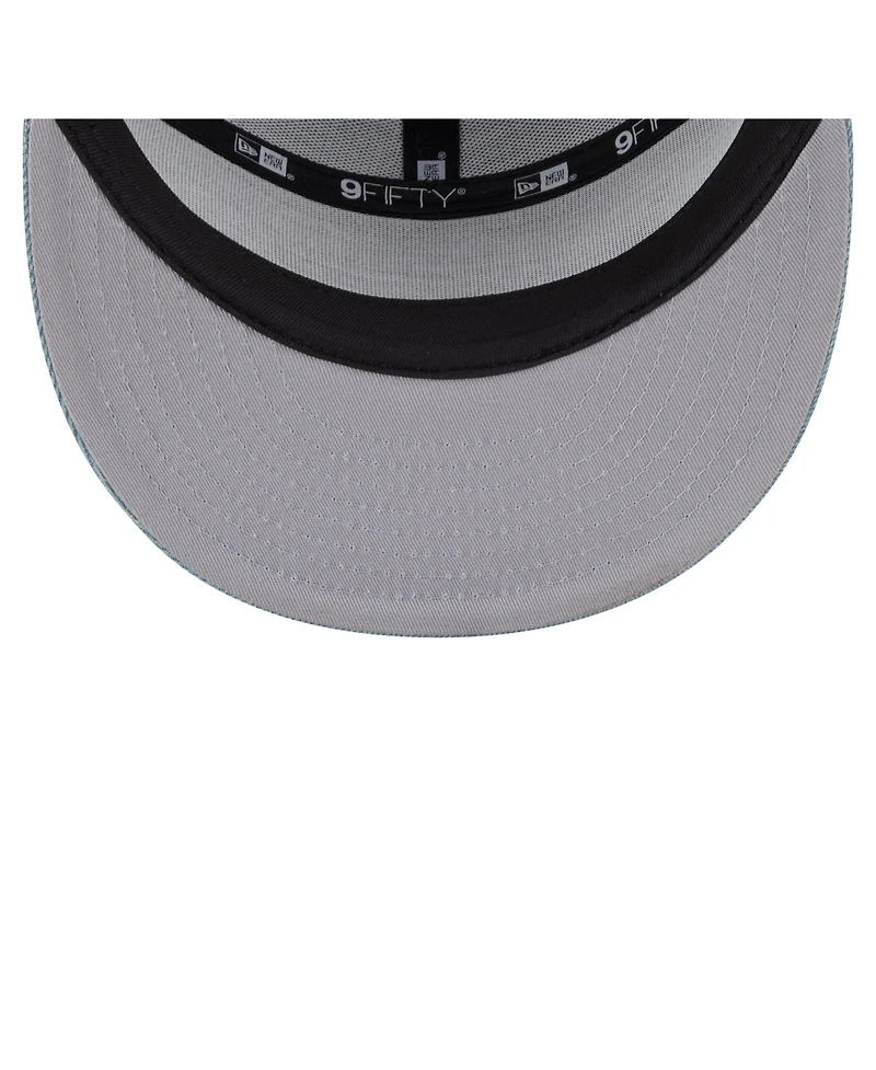 New Era Men's Boston Celtics Adventure Denim Split Panel 9FIFTY Snapback Trucker Hat