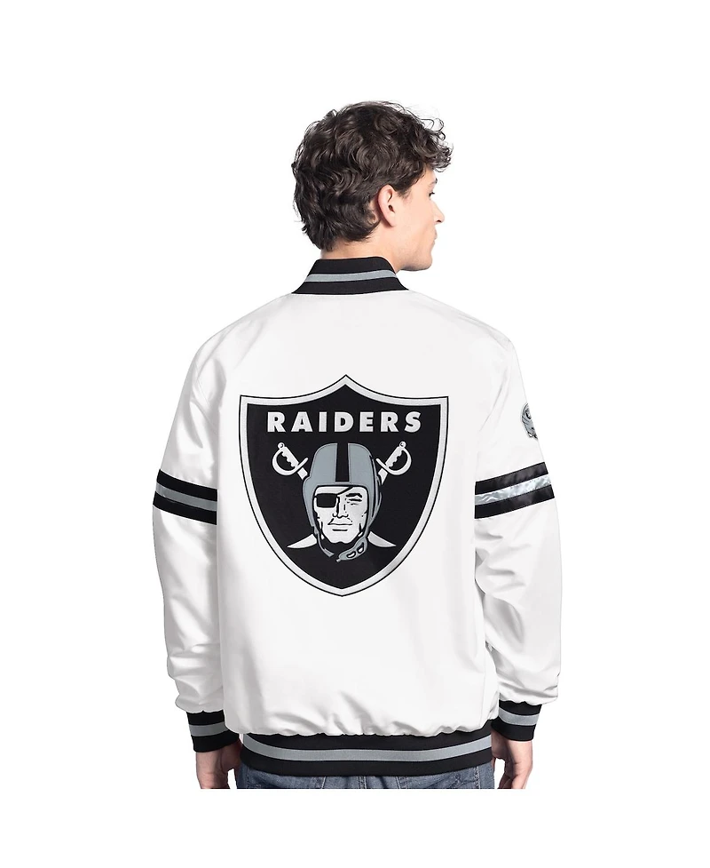 Starter Men's White Las Vegas Raiders Scout Full-Snap Varsity Jacket