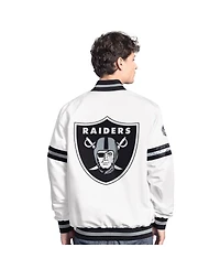 Starter Men's White Las Vegas Raiders Scout Full-Snap Varsity Jacket