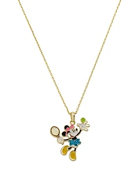 Disney Crystal Minnie Mouse Playing Tennis Pendant Necklace