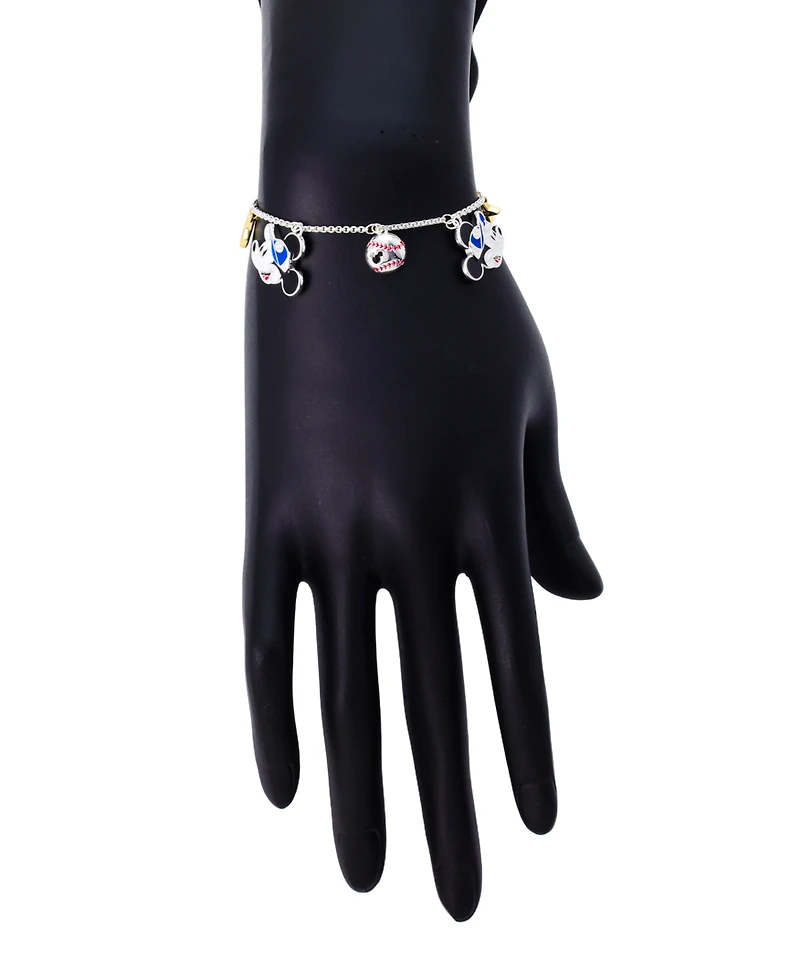 Disney Mickey and Minnie Cubic Zirconia Baseball Charm Bolo Bracelet