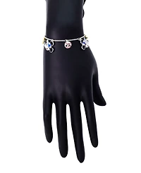 Disney Mickey and Minnie Cubic Zirconia Baseball Charm Bolo Bracelet
